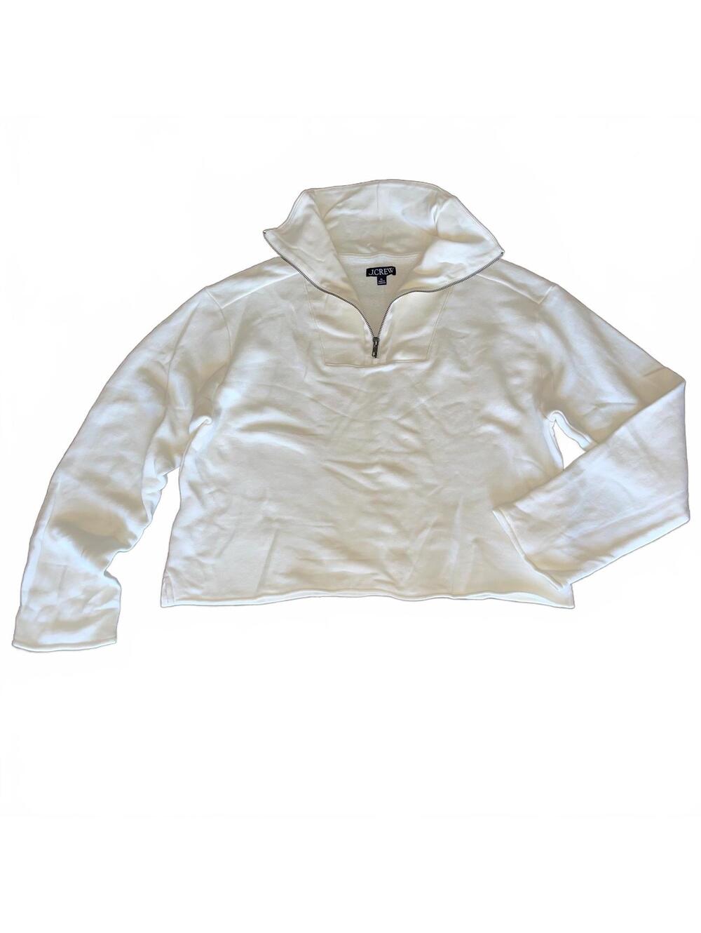 J.Crew XL Heritage Quarter Zip Terry Sweatshirt XL Pullover Off White Cream